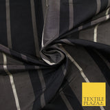 8 COLOURS - Fryetts Luxury Textured Multi Line Striped 100% PURE SILK Fabric