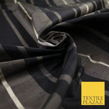 8 COLOURS - Fryetts Luxury Textured Multi Line Striped 100% PURE SILK Fabric