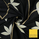 8 COLOURS Fryetts Luxury Floral Vine Trio Leaf Embroidered 100% PURE SILK Fabric