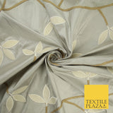 8 COLOURS Fryetts Luxury Floral Vine Trio Leaf Embroidered 100% PURE SILK Fabric