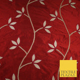 8 COLOURS Fryetts Luxury Floral Vine Trio Leaf Embroidered 100% PURE SILK Fabric