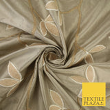 8 COLOURS Fryetts Luxury Floral Vine Trio Leaf Embroidered 100% PURE SILK Fabric