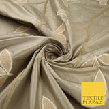 8 COLOURS Fryetts Luxury Floral Vine Trio Leaf Embroidered 100% PURE SILK Fabric