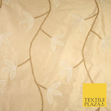 8 COLOURS Fryetts Luxury Floral Vine Trio Leaf Embroidered 100% PURE SILK Fabric