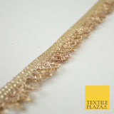 Fuzzy Matt Light Matt Gold Trim Ribbon Border Lace Ethnic 1.5cm Wide X688