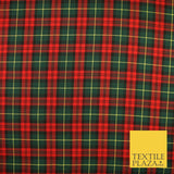 RED Classic IRISH TARTAN Polyester Viscose Fabric Material 58" Craft Dress 8576