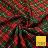 RED Classic IRISH TARTAN Polyester Viscose Fabric Material 58" Craft Dress 8576