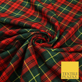 RED Classic IRISH TARTAN Polyester Viscose Fabric Material 58" Craft Dress 8576