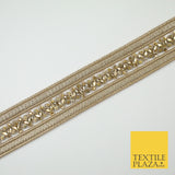 GOLD Double Ribbon Trimming with Golden Stones Border Indian Ethnic X697