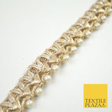 Gold Metallic Ribbon & Pearl Trim Border Ribbon Gota Lace 2cm Wide X690