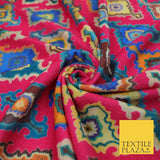 Bright Multicolour Batik Printed Soft Micro Velvet Velour Non Stretch Fabric