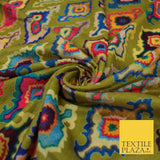 Bright Multicolour Batik Printed Soft Micro Velvet Velour Non Stretch Fabric