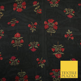 Black Navy Premium Floral Flower Printed Sheen Georgette Sheer Dress Fabric