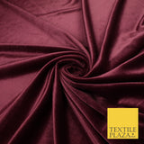 WINE BURGUNDY Soft Plain Velvet Velour Fabric Stretch Material - 45" Wide - 9107