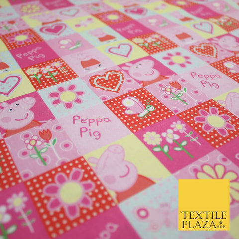 PEPPA PIG Pink Floral Patchwork Digital Print 100% Cotton Fabric 59" Wide 9074