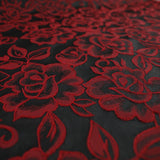 Red Grey Royal Blue Ornate Floral Roses Corded Floral Textured Brocade Fabric