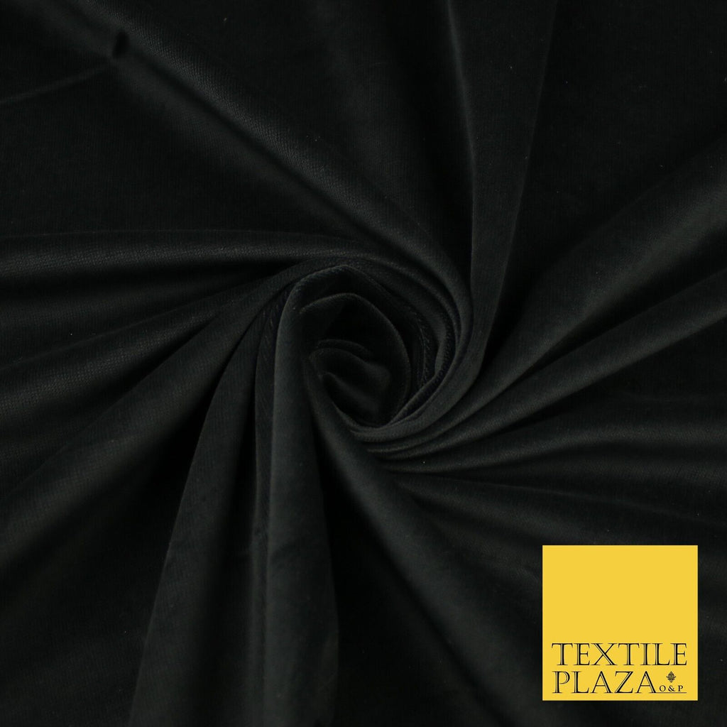 Black Plain 100% COTTON VELVET Non-Stretch Fabric Material Dress Craft 52" 9403