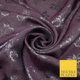 8 COLOURS - Premium Floral Leafy Tonal Satin Jacquard Dress Fabric 58" Wide