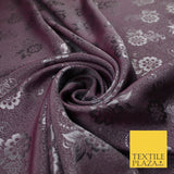 8 COLOURS - Premium Floral Leafy Tonal Satin Jacquard Dress Fabric 58" Wide