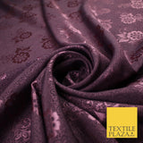 8 COLOURS - Premium Floral Leafy Tonal Satin Jacquard Dress Fabric 58" Wide