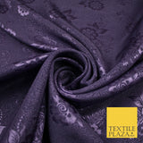 8 COLOURS - Premium Floral Leafy Tonal Satin Jacquard Dress Fabric 58" Wide