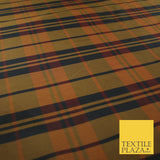 High Quality Black Brown Check Tartan Faux Silk Taffeta Dress Fabric 57" 9641