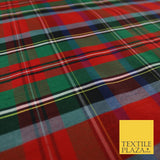 White Red Green Check Tartan Dupion Faux Raw Silk Fabric Xmas Material 57" 9643