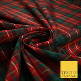 Red Green Colton Plaid Metallic Check Tartan Dupion Faux Raw Silk Fabric 9644