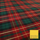 Red Green Colton Plaid Metallic Check Tartan Dupion Faux Raw Silk Fabric 9644