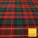 Red Green Colton Plaid Metallic Check Tartan Dupion Faux Raw Silk Fabric 9644