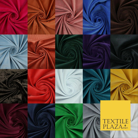 20 COLOURS- Plain 100% COTTON VELVET Fabric Non Stretch Material Dress Craft 45"