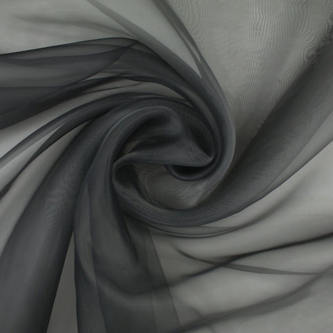 3M WIDE DARK GREY Plain ORGANZA Sheer Fabric Voile Draping Dress Wedding - 9772