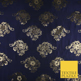 3 COLOURS - Antique Gold Floral Textured Metallic Fancy Brocade Jacquard Fabric