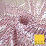 3 COLOURS - Sequin Stripe Pearl Shiny Stretch Mesh Net Tulle Dress Fabric 48"