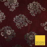 3 COLOURS - Antique Gold Floral Textured Metallic Fancy Brocade Jacquard Fabric