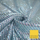 3 COLOURS - Sequin Stripe Pearl Shiny Stretch Mesh Net Tulle Dress Fabric 48"