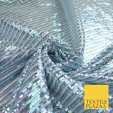 3 COLOURS - Sequin Stripe Pearl Shiny Stretch Mesh Net Tulle Dress Fabric 48"