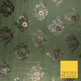 3 COLOURS - Antique Gold Floral Textured Metallic Fancy Brocade Jacquard Fabric