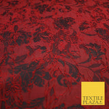 Red Black Artsy Outline Floral Vine Textured Brocade Dress Fabric 9924