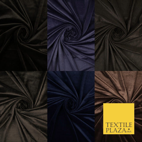 6 COLOURS - Smooth Plain Velvet Velour Fabric Stretch Dress Craft 62" - 72" Wide