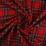 RED TARTAN CHECK Royal Stewart Polyester Viscose Fabric 58" Craft Dress 9833