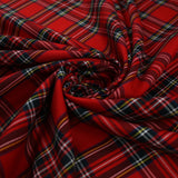 RED TARTAN CHECK Royal Stewart Polyester Viscose Fabric 58" Craft Dress 9833