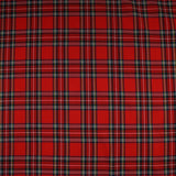 RED TARTAN CHECK Royal Stewart Polyester Viscose Fabric 58" Craft Dress 9833