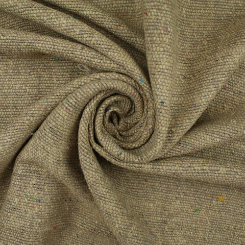 BEIGE Coloured Fleck Corded 100% Silk Linen Look Material Upholstery Craft 9821