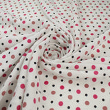 White Pink Black Multi Size Dot Spot Soft Viscose Dress Fabric Material 58" 959