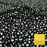 Black with White Mini Cow Spot Print Soft Stretch Jersey Fabric 56"6667