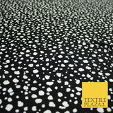 Black with White Mini Cow Spot Print Soft Stretch Jersey Fabric 56"6667