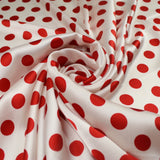 6 COLOURS - Spotted Polka Dot Printed Satin Dress Fabric Blouses Skirts 42" Wide