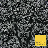 Black with White Intricate Paisley Print Soft Stretch Jersey Fabric 56"6665