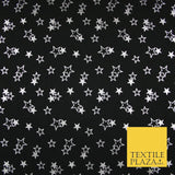 Black with Metallic Star Clusters Print Soft Touch Stretch Jersey Fabric 56"6662